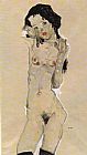 Egon Schiele Standing nude young girl painting